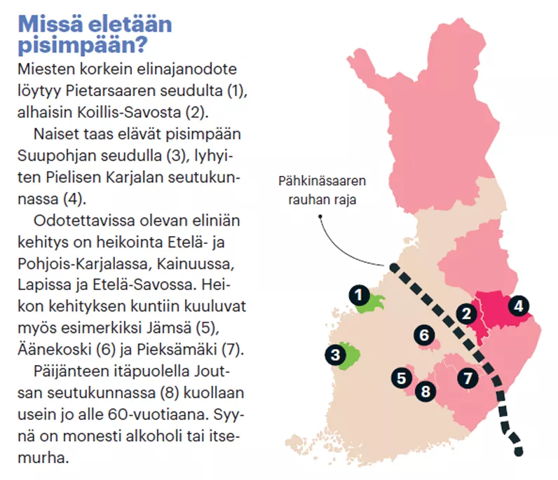 Sairaimmat suomalaiset asuvat Itä- ja Pohjois-Suomessa – Terveyden kannalta  Suomessa asuu kaksi tai kolme kansaa 