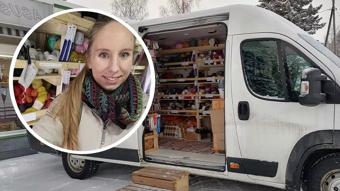 Anna, 24, osti pakettiauton ja perusti Suomen ensimmäisen kiertävän lankakaupan