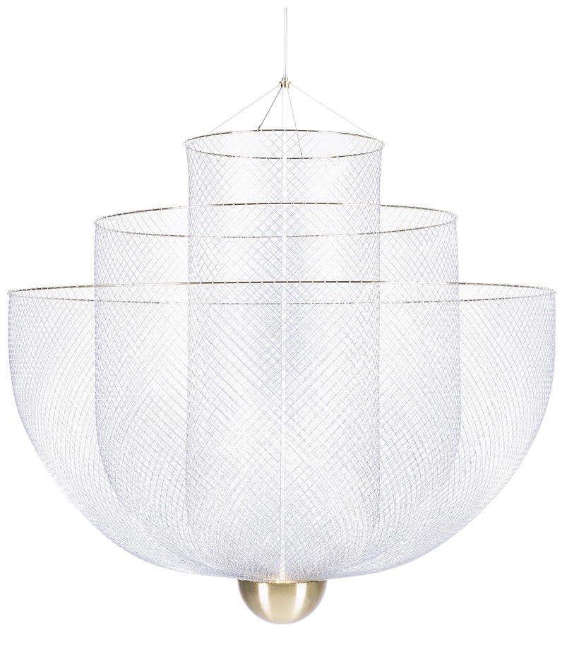 Rick Tegelaarin suunnittelema Meshmatics chandelier on kuin nykyversio kattokruunusta, 2 142 e, skanno.fi. 