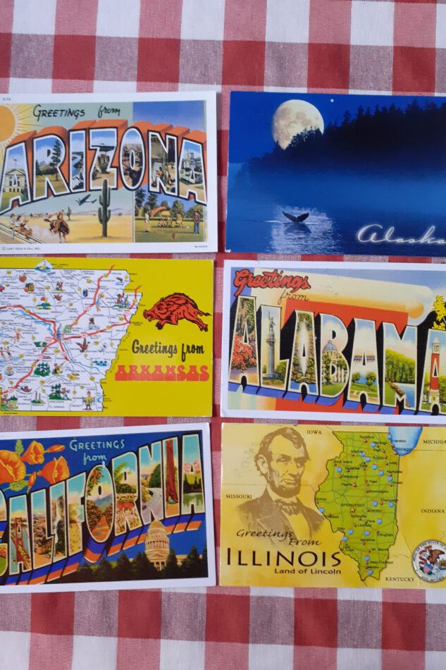 Postcrossing: Anitan saamia kortteja Yhdysvaltojen eri osavaltoista. 